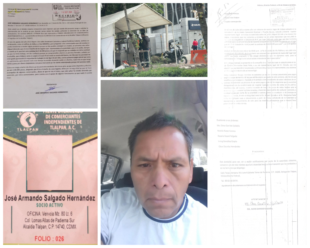 Miguel Estrada hace de la Vía Pública de Tlalpan, su reino de extorsión, solapado por autoridades