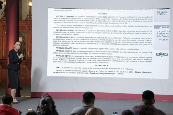 Sheinbaum reitera “no repetición” a 57 años del 2 de octubre