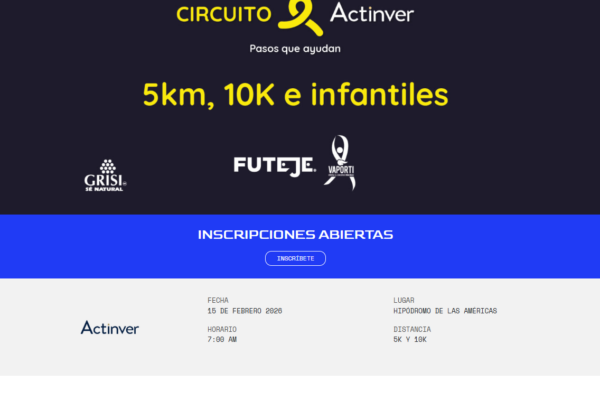 CIRCUITO ACTINVER 2026: KILÓMETROS QUE IMPULSAN CONCIENCIA, PREVENCIÓN Y SOLIDARIDAD ANTE EL CÁNCER COLORRECTAL Y DE PÁNCREAS