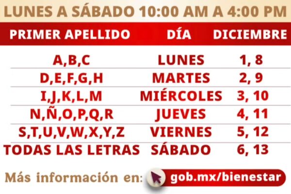 Registro de Pensiones Bienestar en diciembre: así queda el calendario para adultos mayores y mujeres