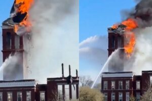 Incendio provoca colapso parcial del histórico Palacio de Justicia en Rome, Georgia
