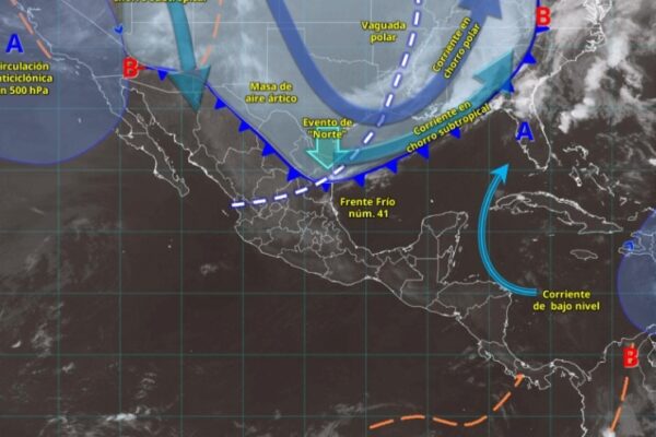 Frente Frío 41 provoca ‘Norte’ intenso con vientos de hasta 120 km/h y lluvias en gran parte de México
