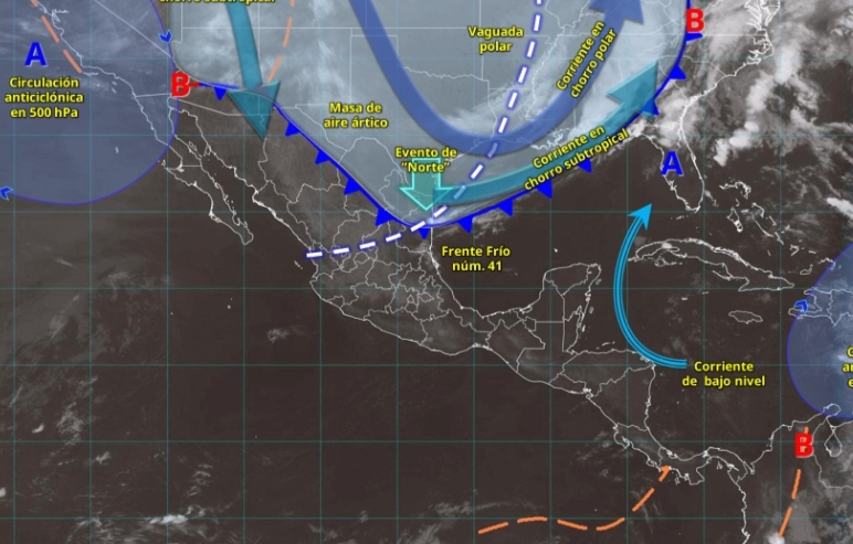 Frente Frío 41 provoca ‘Norte’ intenso con vientos de hasta 120 km/h y lluvias en gran parte de México
