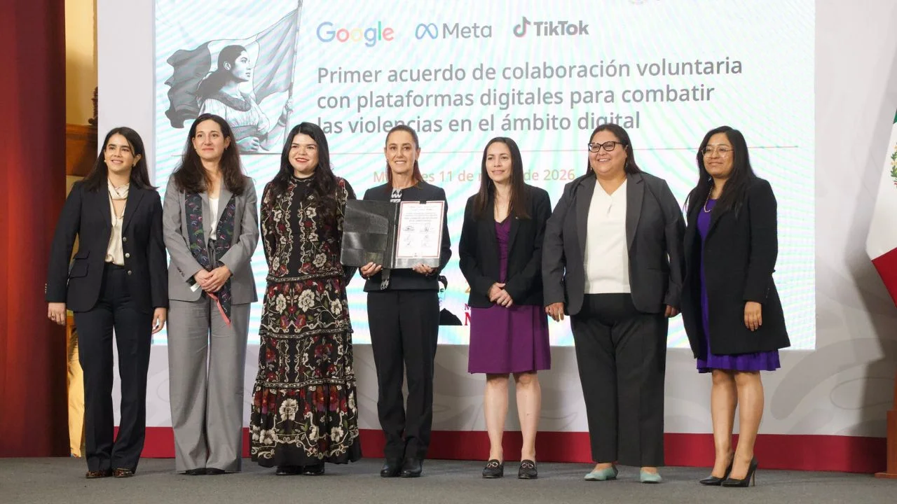 Sheinbaum firma acuerdo con Google, Meta y TikTok contra violencia digital