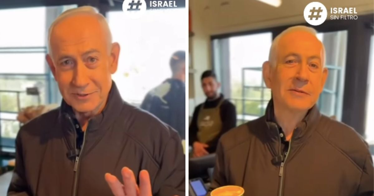 Netanyahu desmiente con video en cafetería rumores sobre su muerte y uso de inteligencia artificial
