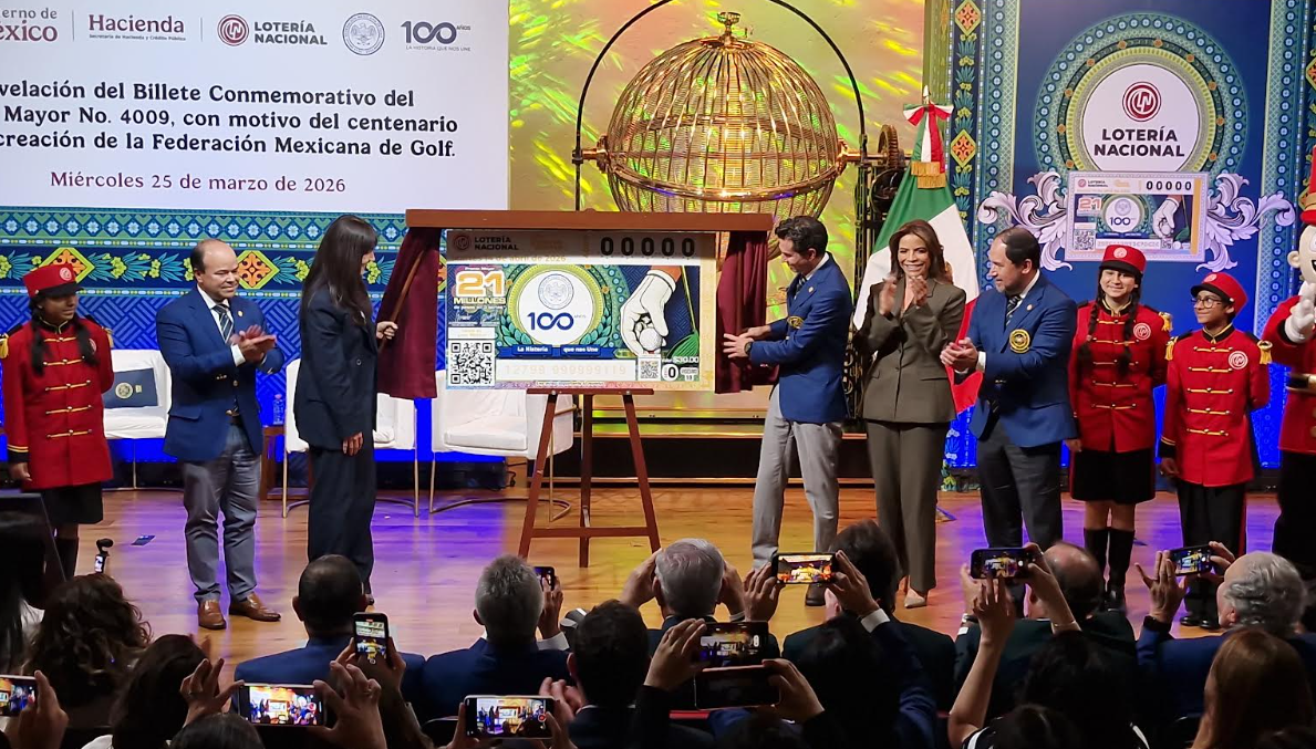 Lotería Nacional emite billete conmemorativo por el centenario de la Federación Mexicana de Golf
