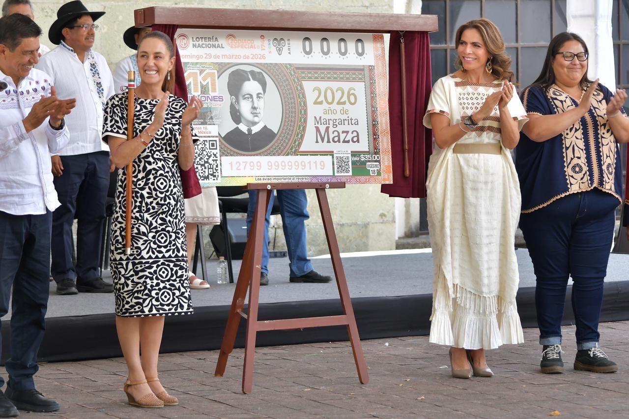 Develan billete conmemorativo de Lotería Nacional en honor a Margarita Maza en Guelatao