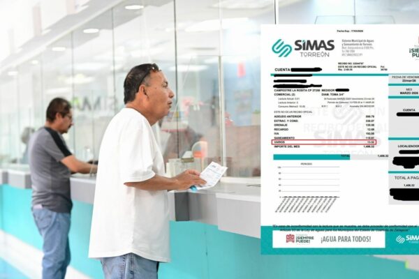 Critican cobro de ‘Ley de Aguas’ en recibos de Simas Torreón mientras senador denuncia colapso del servicio