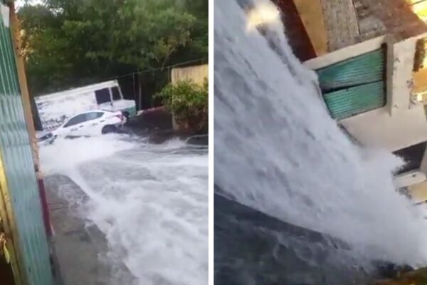 Megafuga de agua genera cascada e inunda calle en Álvaro Obregón