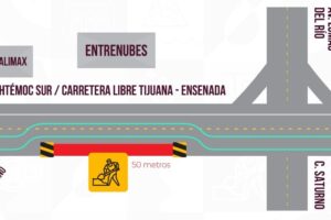Cierran carriles en Cuauhtémoc Sur por obras; reportan ataque a cuatro taxistas y un homicidio en Tijuana