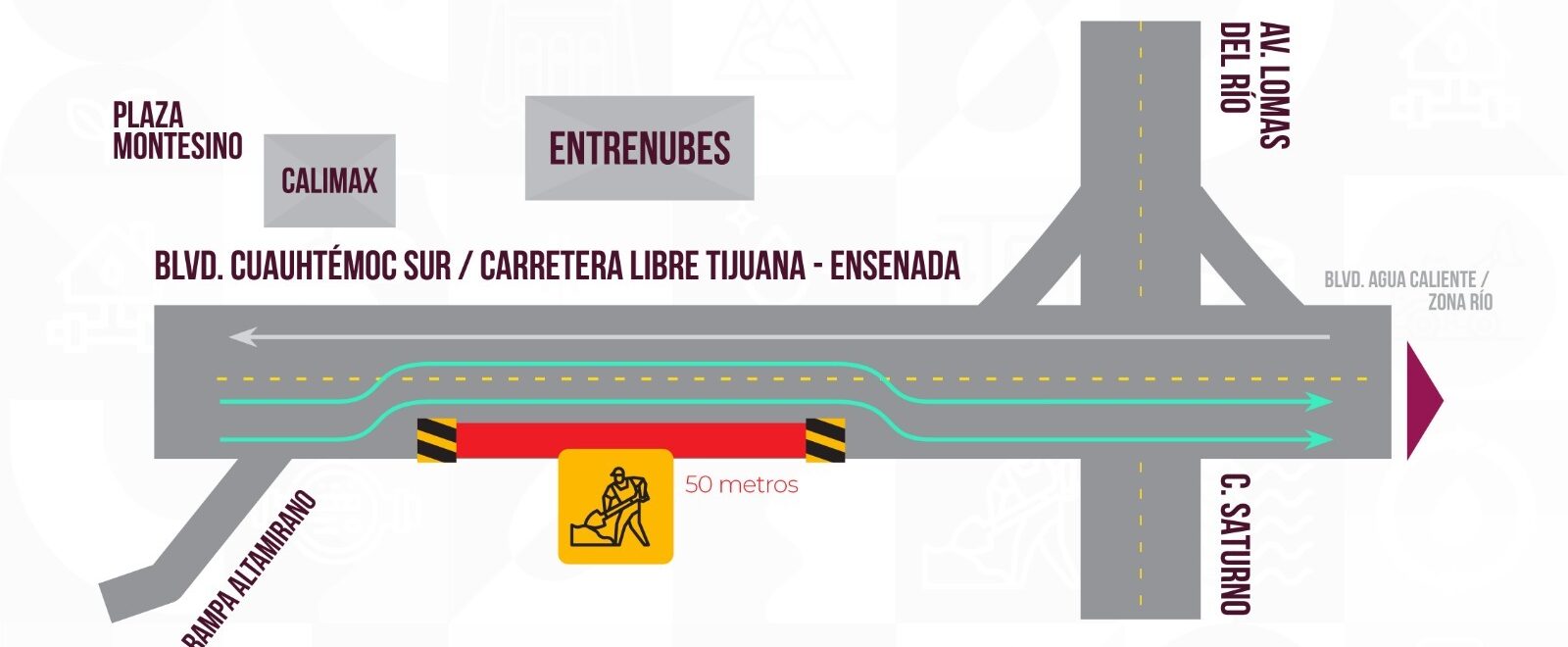 Cierran carriles en Cuauhtémoc Sur por obras; reportan ataque a cuatro taxistas y un homicidio en Tijuana