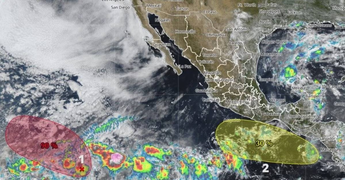 SMN monitorea dos zonas de baja presión con potencial ciclónico en el Pacífico