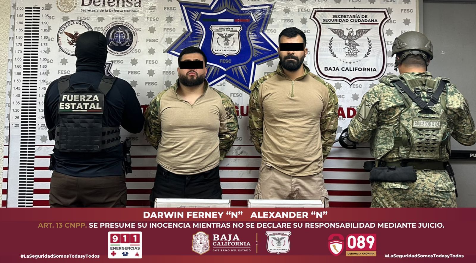 Detienen en Mexicali a dos colombianos con armas y vehículos robados