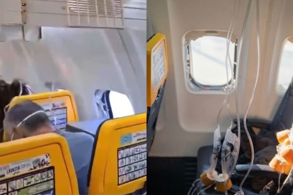 Pasajero es succionado parcialmente tras romperse ventana en vuelo de Ryanair