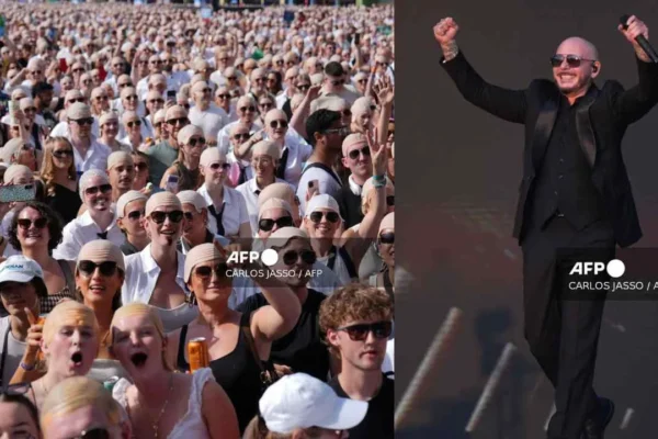 Pitbull establece Récord Guinness por mayor concentración de personas con calvas postizas en concierto