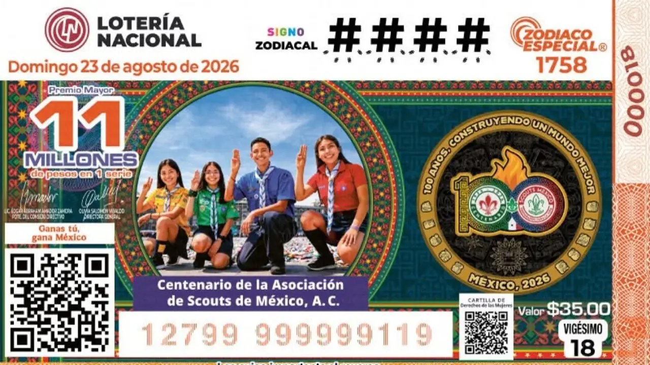 Lotería Nacional emite billete por centenario de la Asociación de Scouts en México